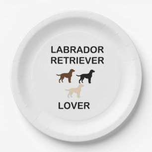 labrador retriever lover all colours silhouettes paper plate