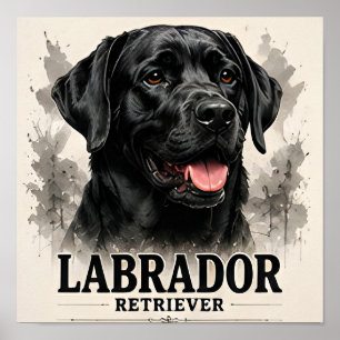 Labrador Retriever Loyal Family Dog Portrait Artwo Poster