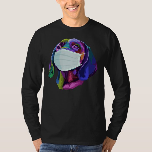 Labrador Retriever Mask Colourful Dog Pop Wearing  T-Shirt (Front)