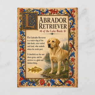 Labrador Retriever, Mediaeval Bestiary Art Postcard