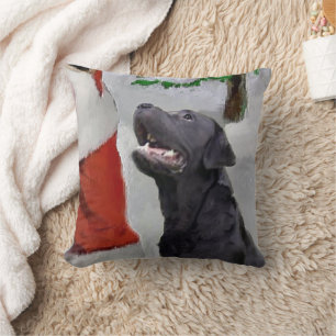 Labrador Retriever Meets Santa Christmas Cushion