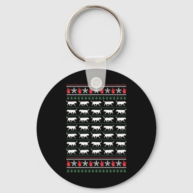 Labrador Retriever Merry Christmas Ugly Sweater Do Key Ring (Front)
