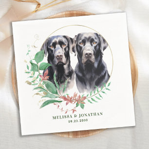 Labrador Retriever Modern Botanical Floral Wedding Napkin