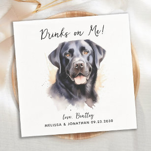Labrador Retriever Modern Dog Wedding Cocktail Napkin