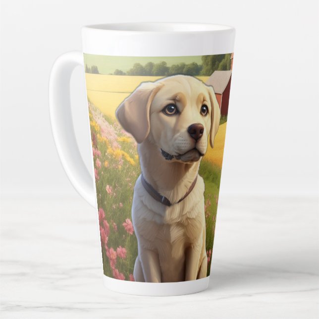 Labrador Retriever on Farm Latte Mug (Left Angle)