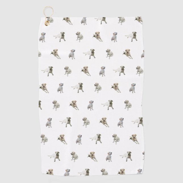 Labrador Retriever Pattern (White) Golf Towel (Front)