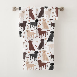 Labrador Retriever Paws and Bones Bath Towel Set