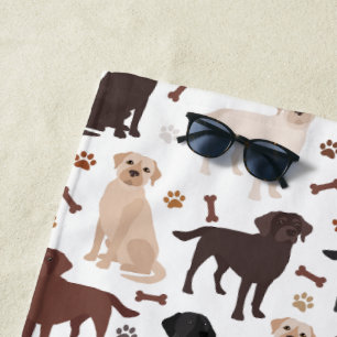 Labrador Retriever Paws and Bones Beach Towel