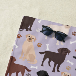 Labrador Retriever Paws and Bones Beach Towel