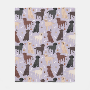 Labrador Retriever Paws and Bones Fleece Blanket