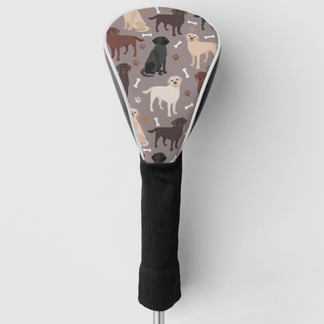 Labrador Retriever Paws and Bones Golf Head Cover (Front)
