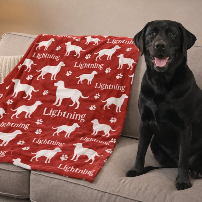 Labrador Retriever Personalised Blanket Black (Lab retriever blanket - red)