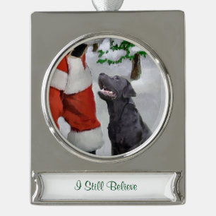 Labrador Retriever Personalised Christmas Silver Plated Banner Ornament
