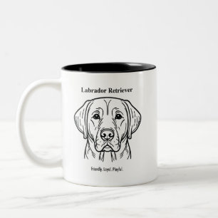 Labrador Retriever Portrait Black Line Two-Tone Coffee Mug