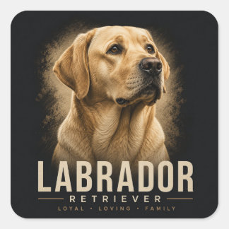 Labrador Retriever Portrait Loyal Family Dog Square Sticker