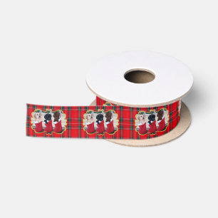 Labrador Retriever Puppies Christmas Painting Satin Ribbon