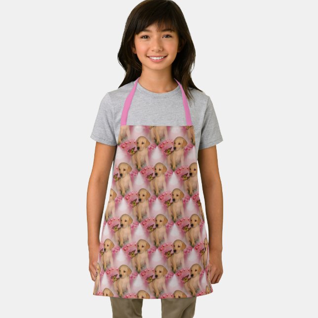 Labrador Retriever Puppy Butterfly Animal Pattern  Apron (Insitu)