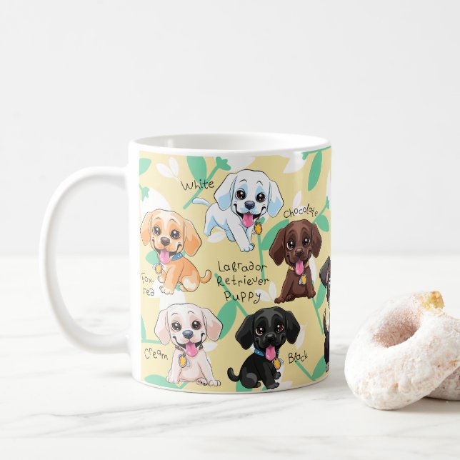 labrador retriever puppy coffee mug (With Donut)