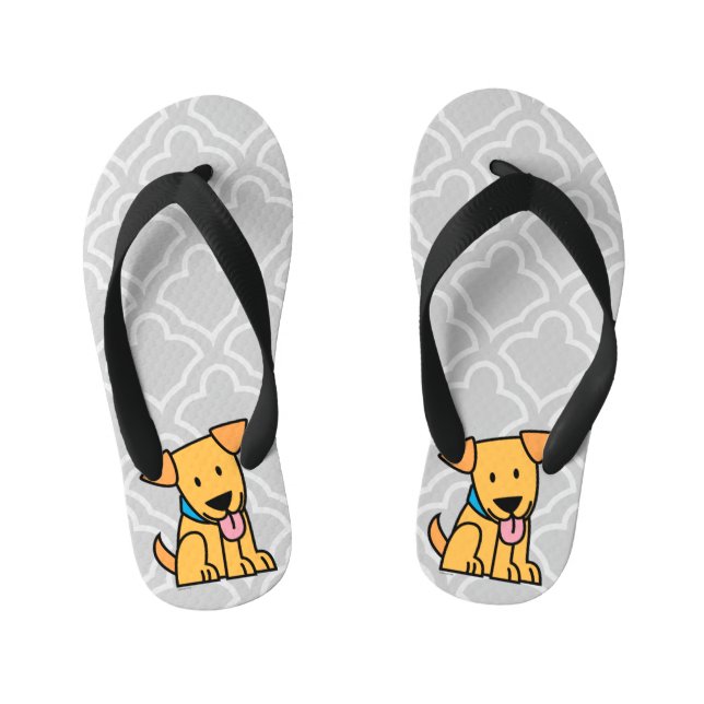 Labrador Retriever puppy dog sit golden cute pup Kid's Jandals (Footbed)