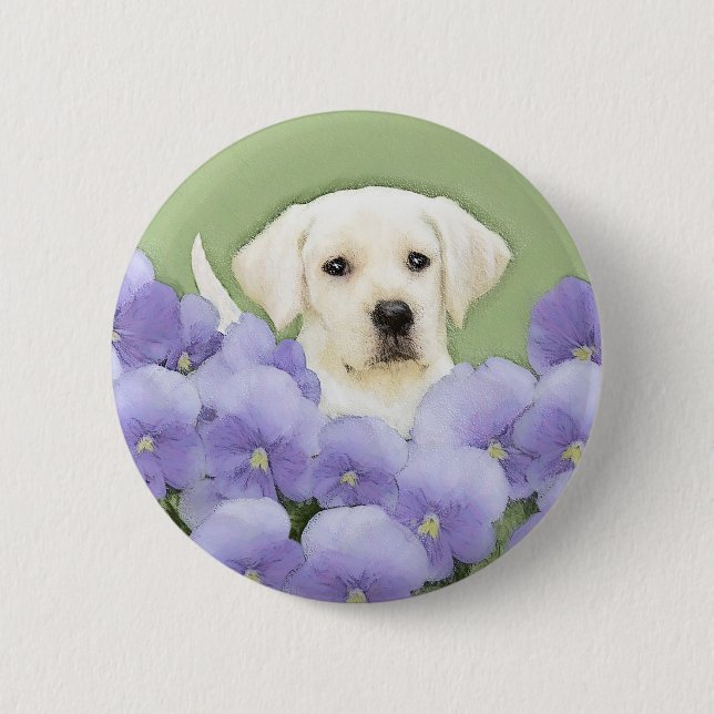 Labrador Retriever Puppy Painting Original Dog Art 6 Cm Round Badge (Front)