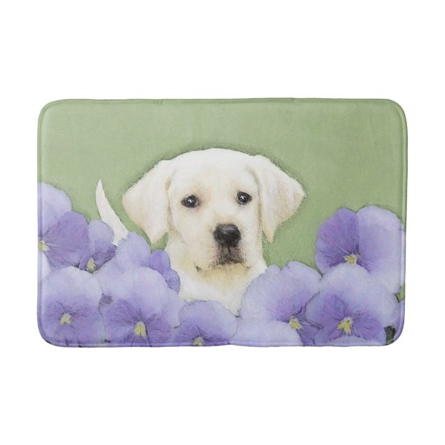 Labrador Retriever Puppy Painting Original Dog Art Bath Mat (Front)