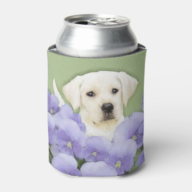 Labrador Retriever Puppy Painting Original Dog Art Can Cooler (Can Front)