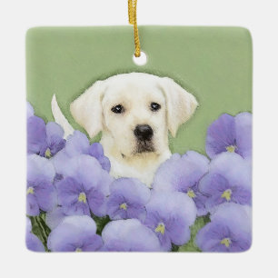 Labrador Retriever Puppy Painting Original Dog Art Ceramic Ornament