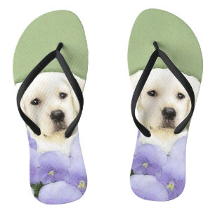 Labrador Retriever Puppy Painting Original Dog Art Jandals