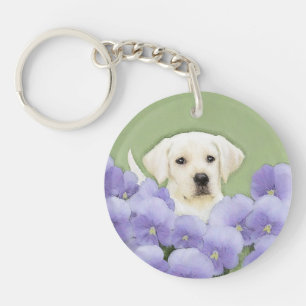 Labrador Retriever Puppy Painting Original Dog Art Key Ring