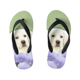 Labrador Retriever Puppy Painting Original Dog Art Kid's Jandals