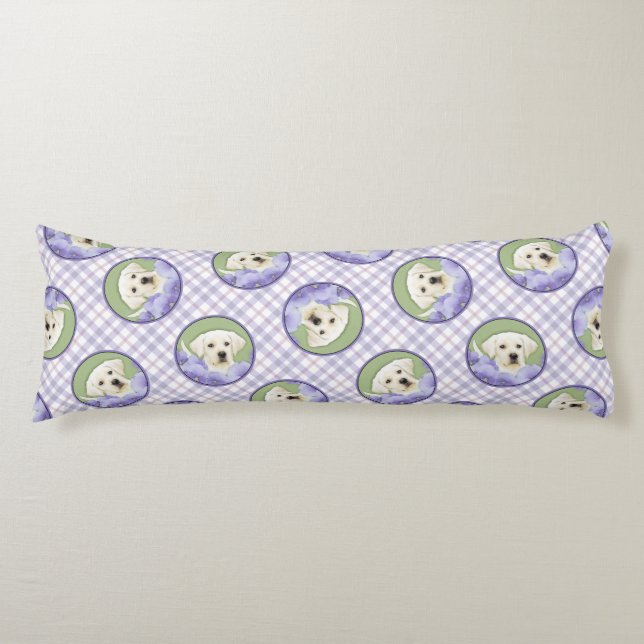 Labrador Retriever Puppy Painting Yellow Dog Art Body Cushion (Front)