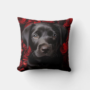 Labrador retriever puppy with roses Cushion