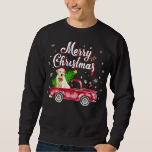 Labrador Retriever Rides Red Truck Christmas Pajam Sweatshirt