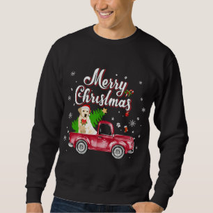 Labrador Retriever Rides Red Truck Christmas Pajam Sweatshirt