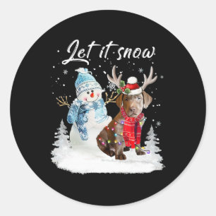 Labrador Retriever Santa Dog Christmas Snowman Xma Classic Round Sticker