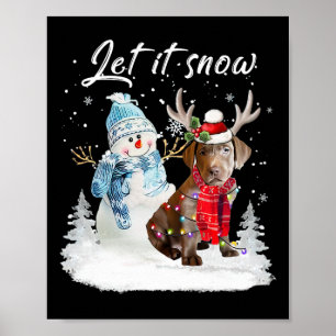Labrador Retriever Santa Dog Christmas Snowman Xma Poster