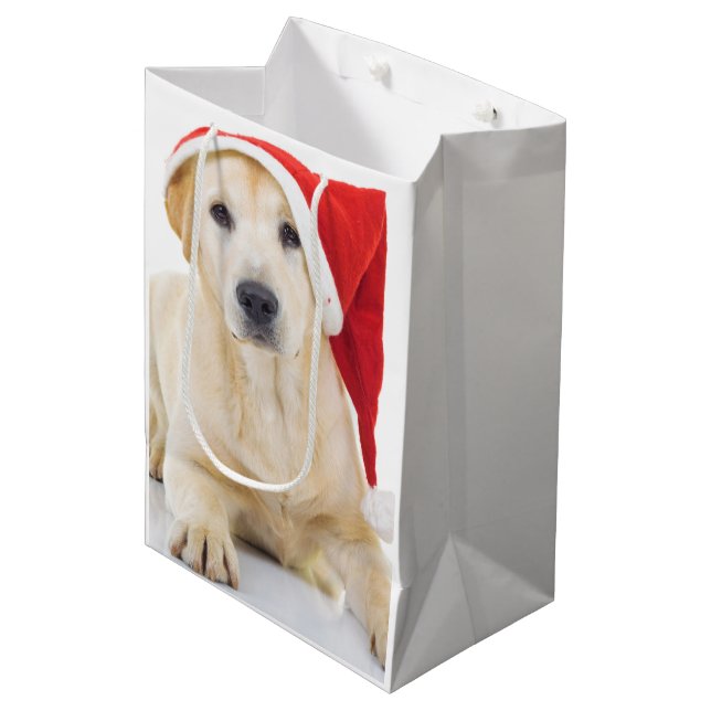 Labrador Retriever Santa Medium Gift Bag (Front Angled)