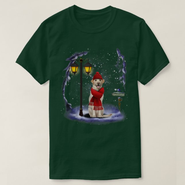 Labrador Retriever Santa Snow Christmas Light Wint T-Shirt (Design Front)