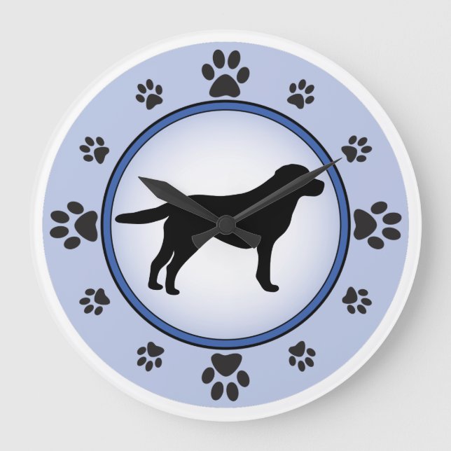 Labrador Retriever Silhouette Large Clock (Front)