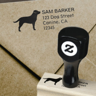 Labrador Retriever Silhouette Return Address Rubber Stamp