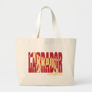 Labrador Retriever silhouette, yellow Large Tote Bag