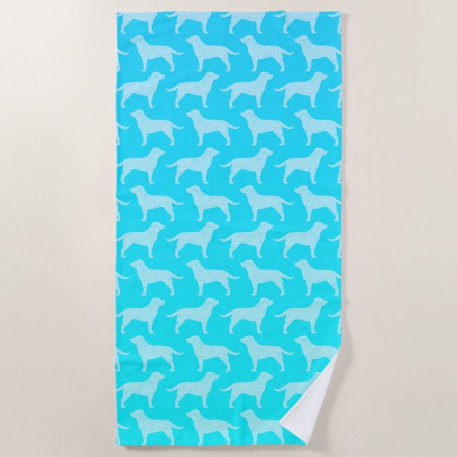 Labrador Retriever Silhouettes Pattern Beach Towel (Front)