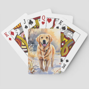 Labrador Retriever Snow Picture Watercolor Dog Playing Cards