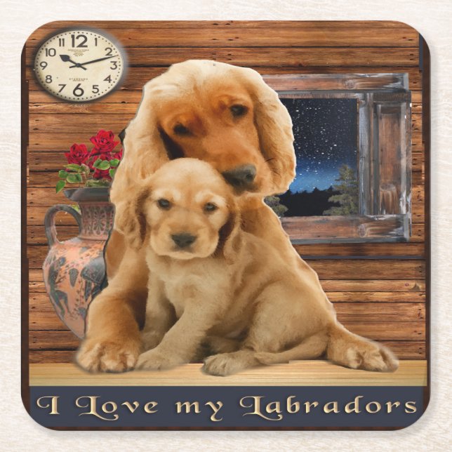Labrador Retriever Square Paper Coaster (Front)