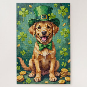 Labrador Retriever St Patrick’s Day Lucky Dog Jigsaw Puzzle