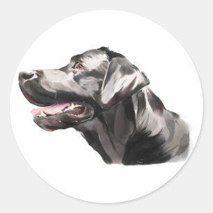 Labrador Retriever Sticker, Watercolor Painting Classic Round Sticker