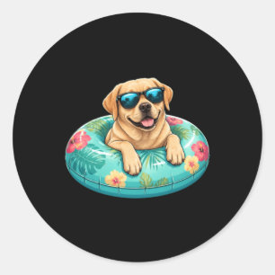 Labrador Retriever Summer Shirt Cute Lab Dog Pool Classic Round Sticker