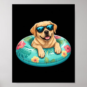 Labrador Retriever Summer Shirt Cute Lab Dog Pool Poster