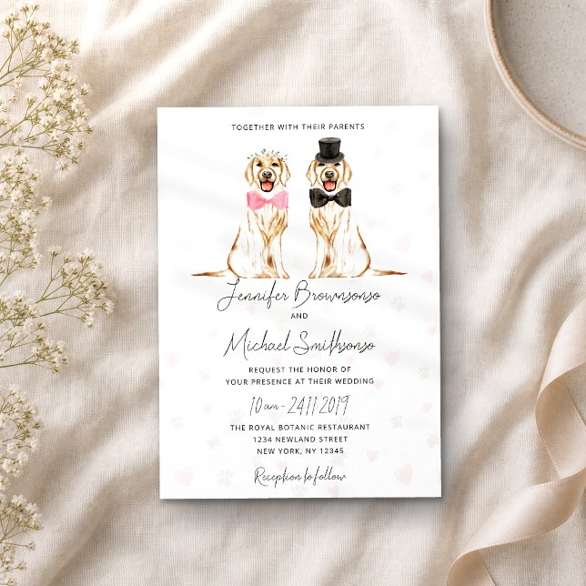 Labrador retriever theme paw heart dog wedding invitation (Creator Uploaded)