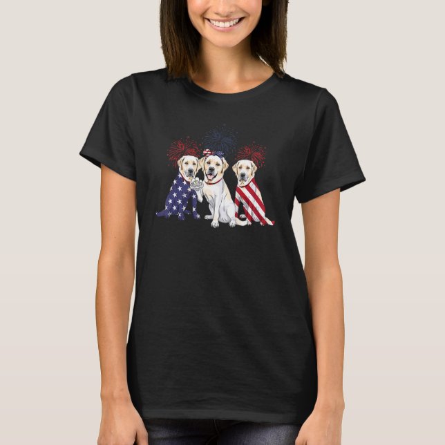 Labrador Retriever US Flag 4th Of July Independenc T-Shirt (Front)